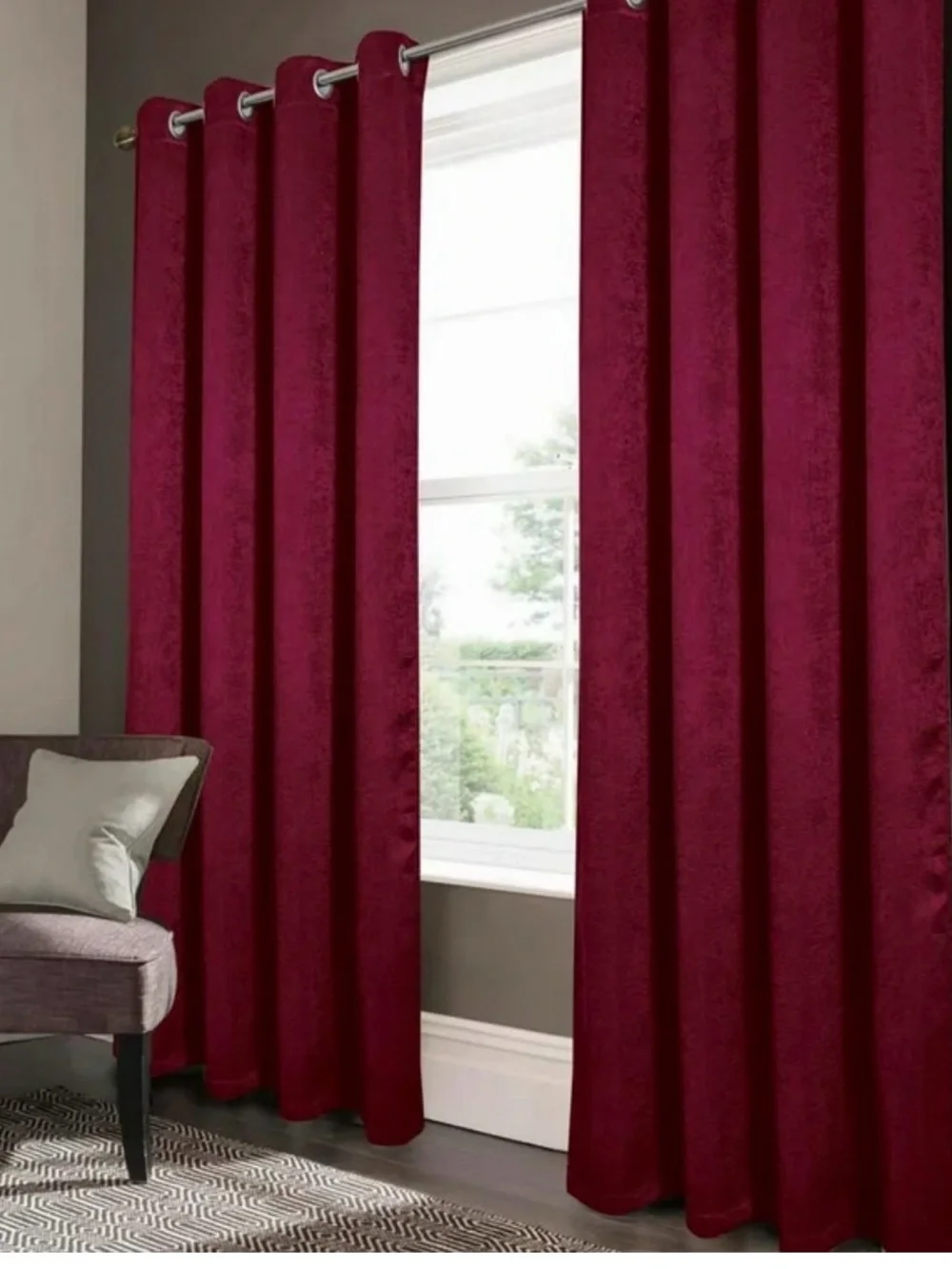 6 - Lux Plush Curtain Panels in Burgundy 51”x84”